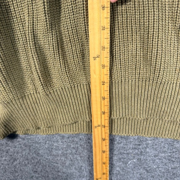 Orvis Mens L Tan Khaki Cotton Tactical Shawl Collar Sweater Elbow Patches - Picture 6 of 9